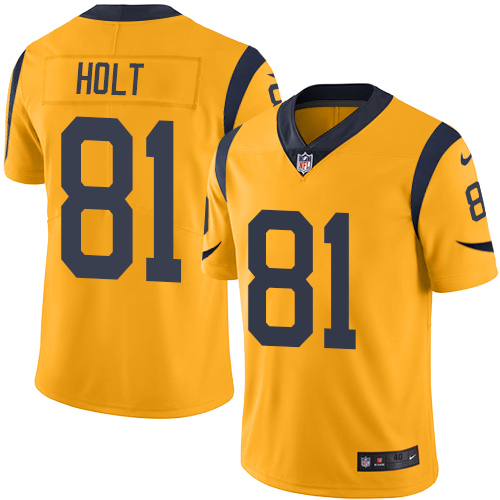 Men's Elite Torry Holt Nike Jersey Gold - #81 Rush NFL Los Angeles Rams